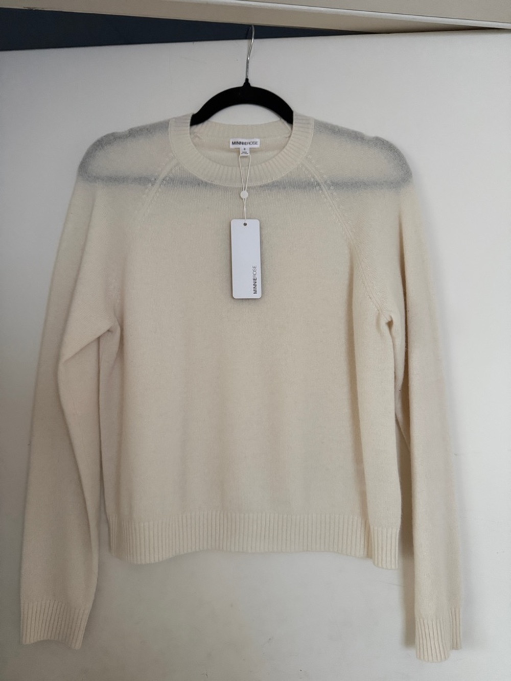 Minnie rose crewneck raglan sleeve cream cashmere sweater